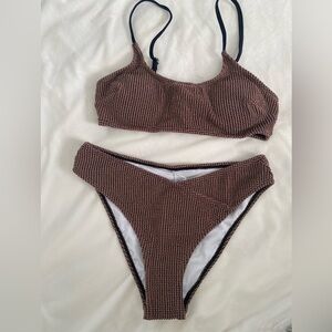 CupShe Rib Mineral Wash Scoop Neck Top & Hipster Bikini Set size small